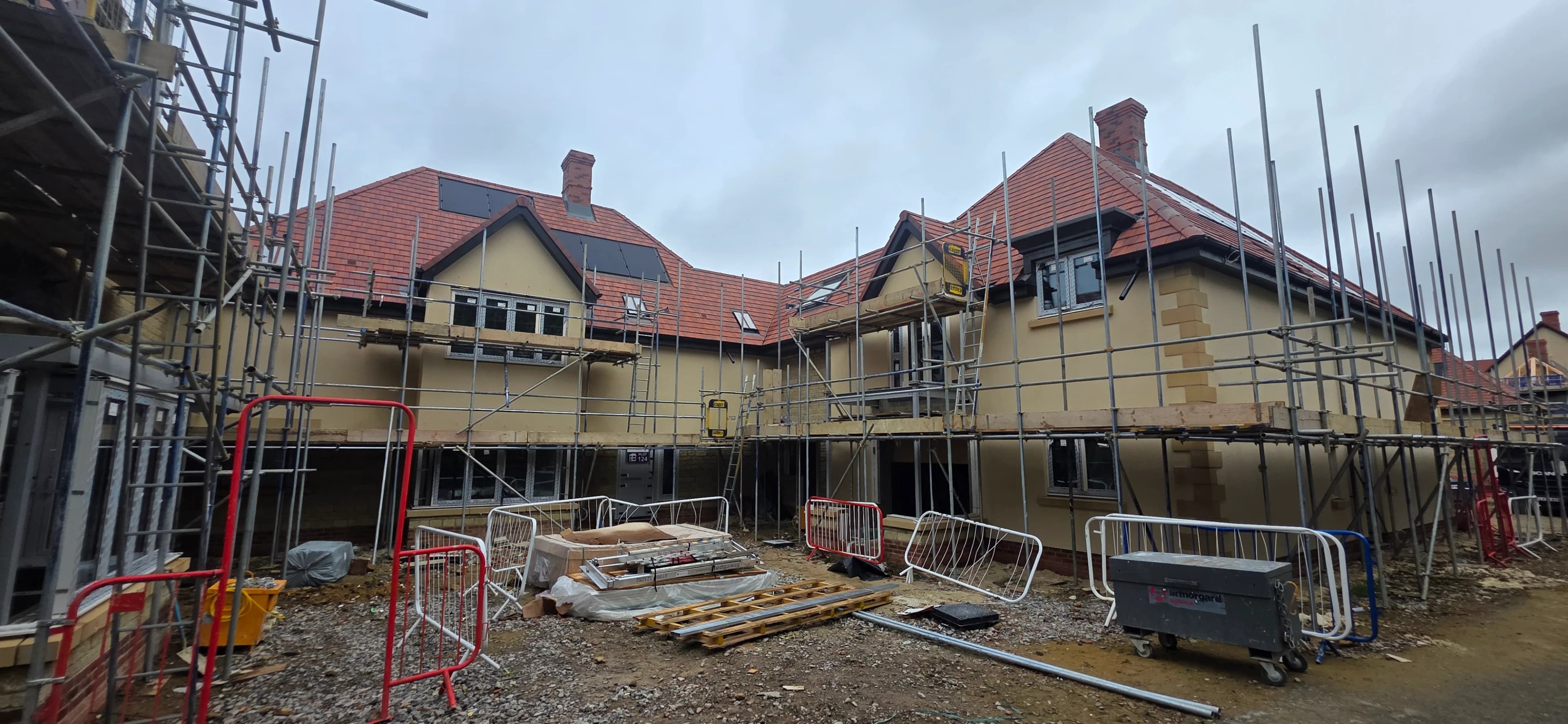 Large residential development mid-roof with access towers